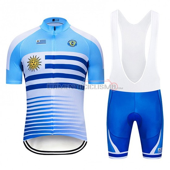 Abbigliamento Ciclismo Uruguay Manica Corta 2019 Blu Bianco